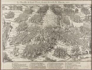 1 vue  - La Bataille de Sainct Denis, donnee la veille S. Martin, 1567. In : La Guerre des Huguenots en 24 planches. [La bataille de Saint-Denis, donnée la veille S. Martin (…)]. (ouvre la visionneuse)